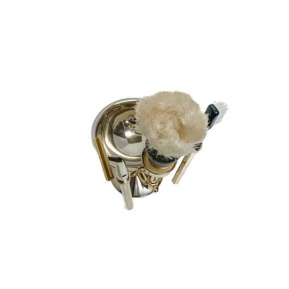 Vintage Brass Shaving Stand Bowl Set With Razor and Brush - Picture 7 of 10